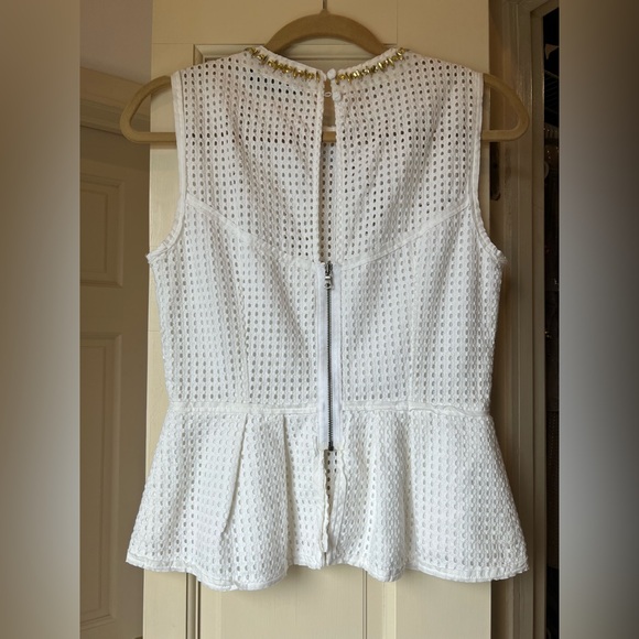 BCBGMaxAzria White Sleeveless Top with Gold Accents - Picture 4 of 4